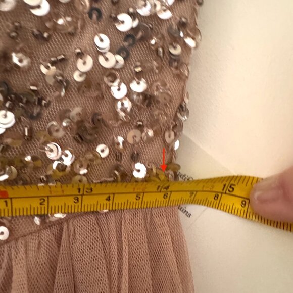 Maya Deluxe Formal Taupe Blush V Neckline Embellished Maxi Dress NWT - Picture 13 of 14